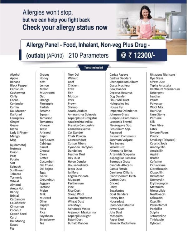 ALLERGY PANEL - FOOD, INHALANT, NON-VEG PLUS DRUG